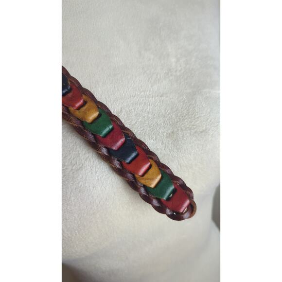 Rare Vintage Leather Multicolor Boho Folk Chic Belt Size 36\